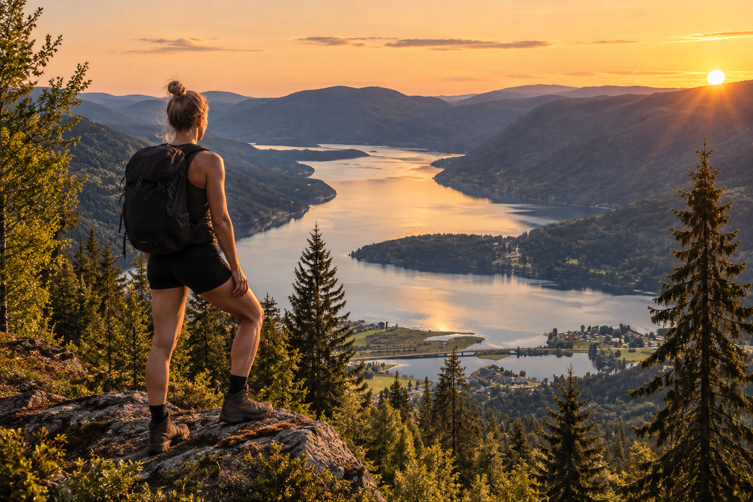 Grit på fjelltur med utsikt over fjord